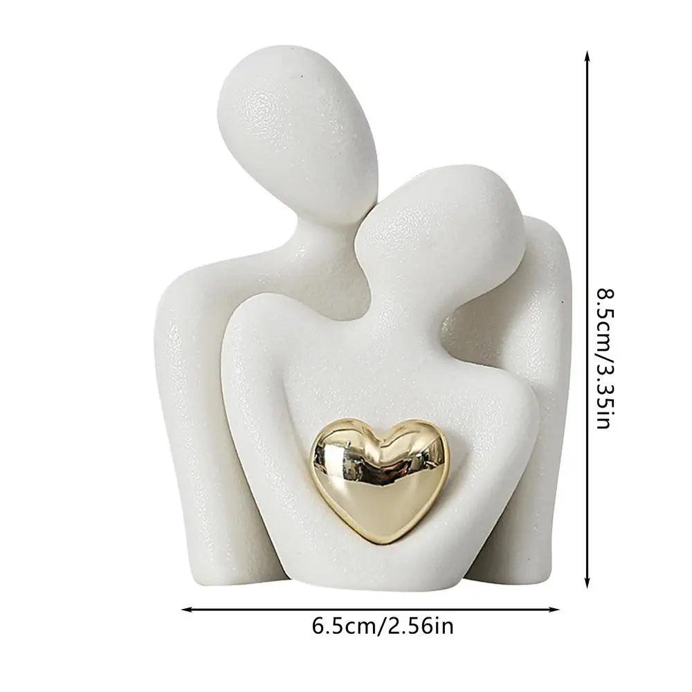 Estátua Decorativa Abstrata de Casal Escultura Moderna em Cerâmica para Sala Mup-0048-OutletMup-Branco-OutletMup