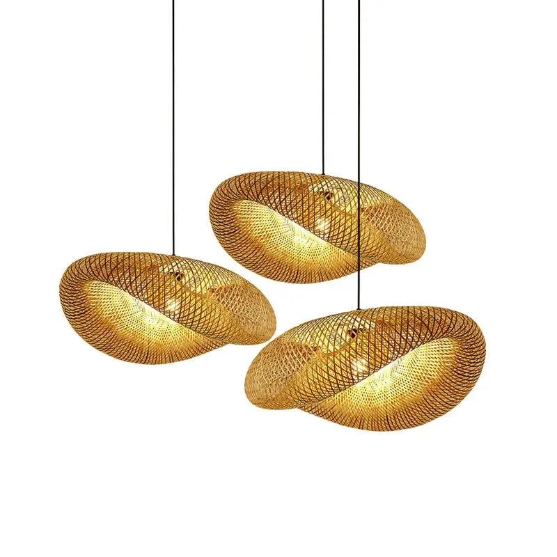 Luminária Pendente de Bambu 40cm para Decoração de Interiores Mup-0094-OutletMup-OutletMup