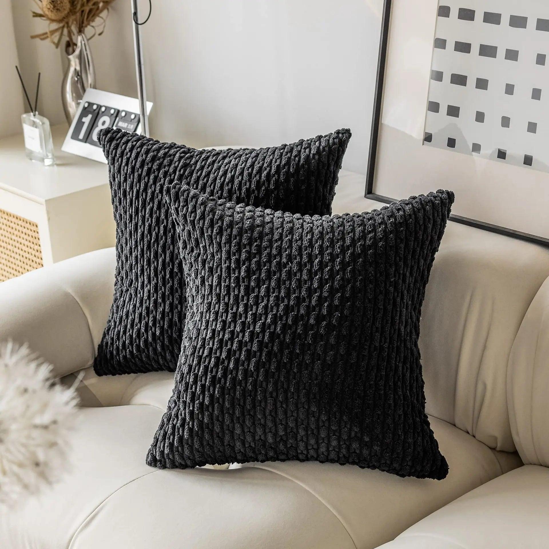 Capa de Almofada 45x45cm – Corduroy Alta Qualidade Mup-0021-OutletMup-Preto-OutletMup