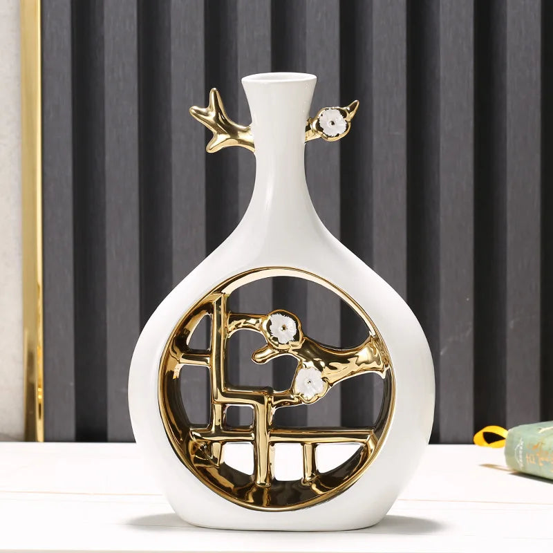 Vaso de Flor Oriental em Cerâmica