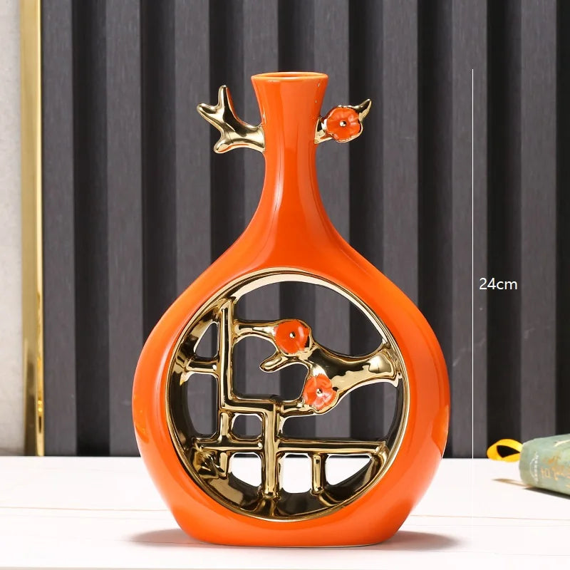 Vaso de Flor Oriental em Cerâmica