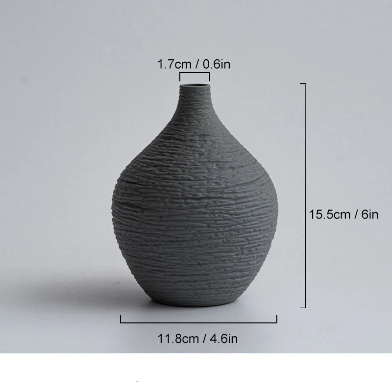 Vaso Cerâmico Simples para Decoração de Casa-0169-OutletMup-Slim Cinza-OutletMup