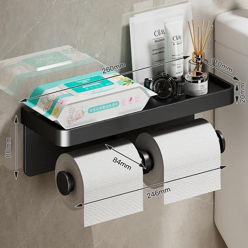 Suporte para Papel Higiênico em Liga de Alumínio Mup-0146-OutletMup-Gran Preto-OutletMup