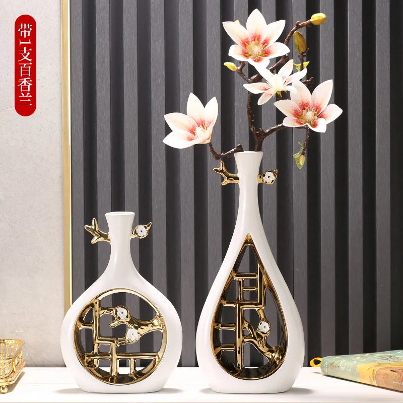 Vaso de Flor Oriental em Cerâmica