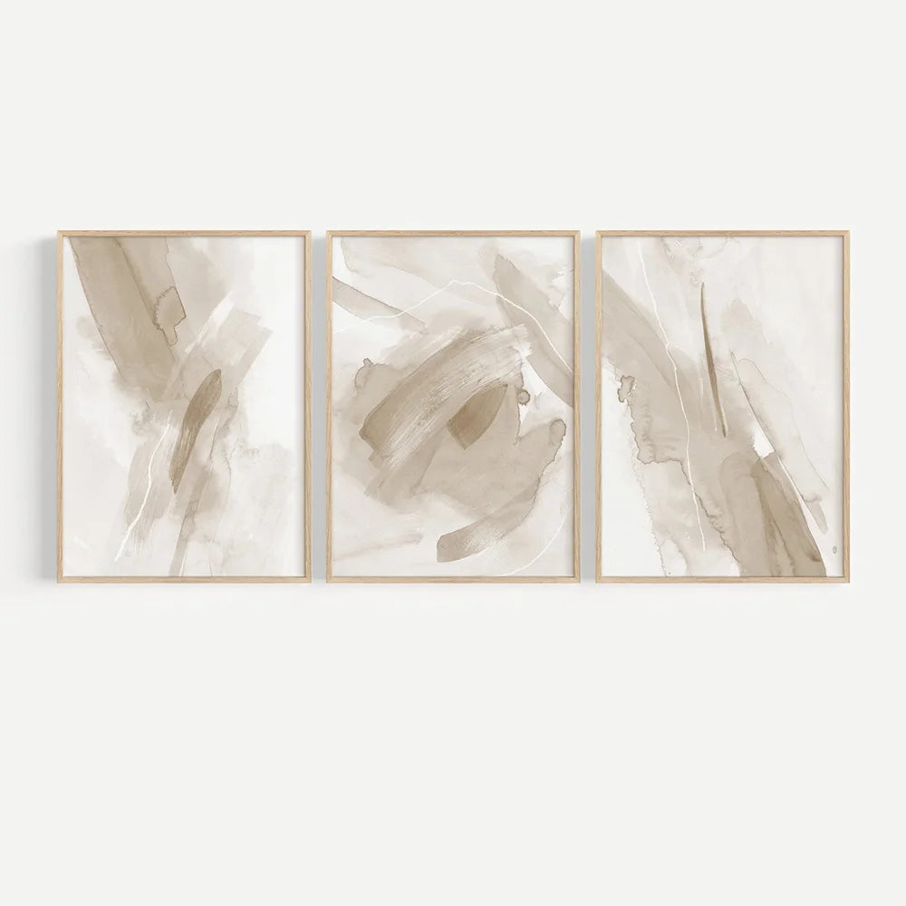 Pinturas abstractas en tonos neutros