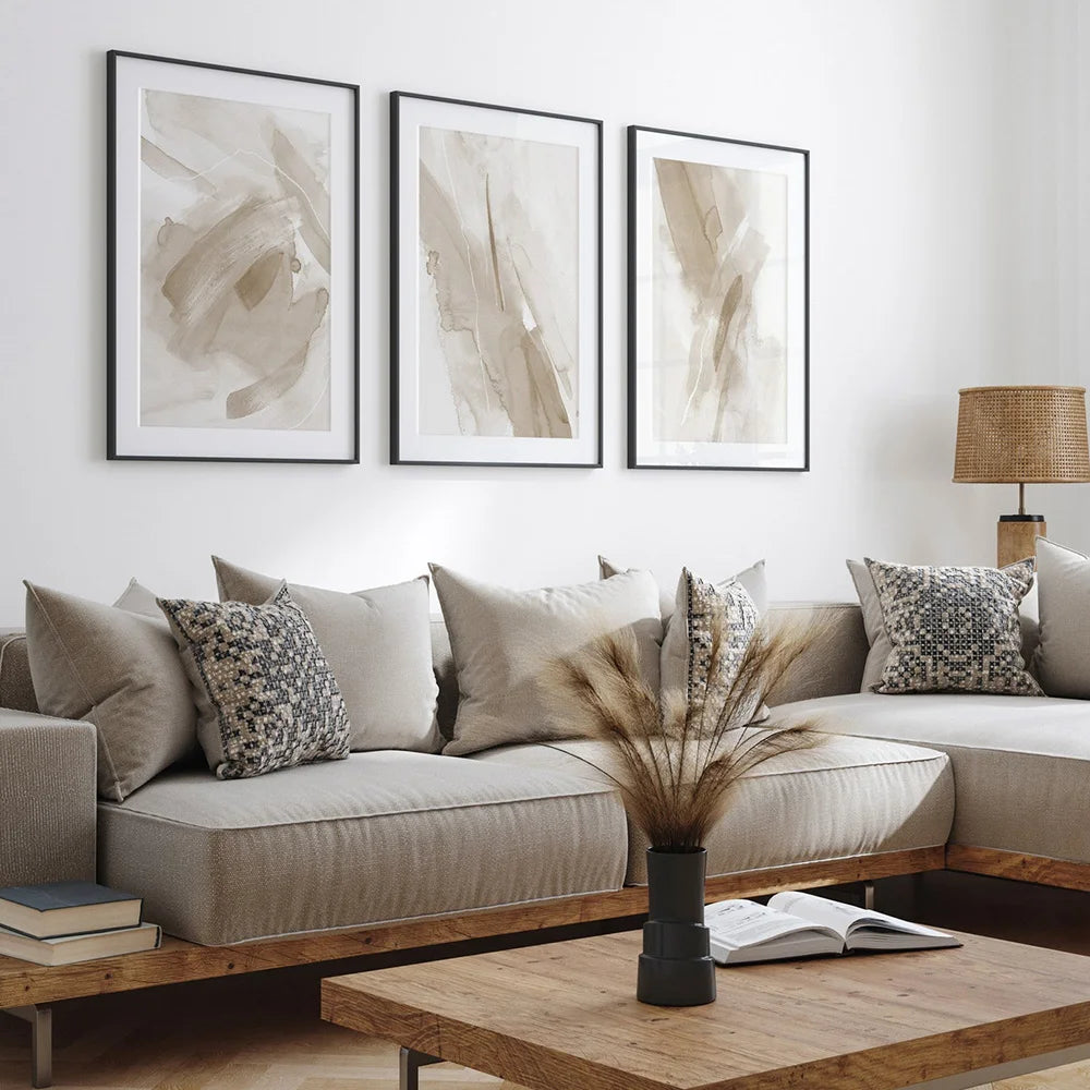 Pinturas abstractas en tonos neutros