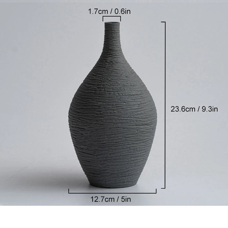 Vaso Cerâmico Simples para Decoração de Casa-0169-OutletMup-Gran Cinza-OutletMup
